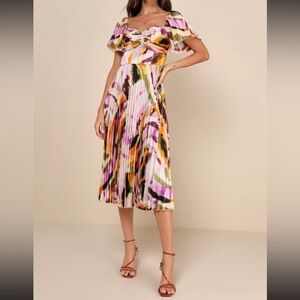 Lulu's Vibrant Multicolor Pleated Maxi Dress